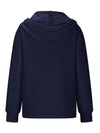 Drawstring Quarter Button Long Sleeve Hoodie