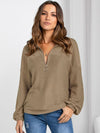 Half Zip Collared Neck Long Sleeve Sweatshirt