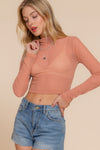 Long Sleeve Mock Neck Mesh Top