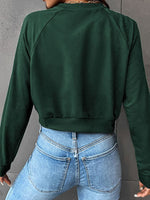 Perfee Raglan Sleeve Round Neck Cropped Sweatshirt