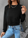 Perfee Raglan Sleeve Round Neck Cropped Sweatshirt