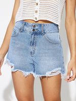 Raw Hem Distressed Denim Shorts