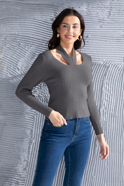 Halter Neck Long Sleeve Sweater